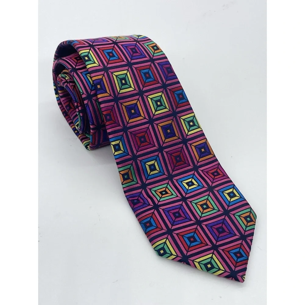 Paul‎ Fredrick Geometric silk tie Men's Preppy Party Career Wedding